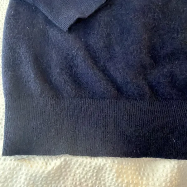 Button Down Navy V-Neck Cashmere Sweater Xl Women's - Image 4