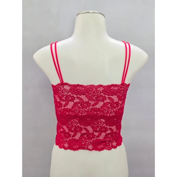 Red Romantic Boudoir Bridal Cottage Lingerie Feminine Floral Lace Bra Small - Image 2