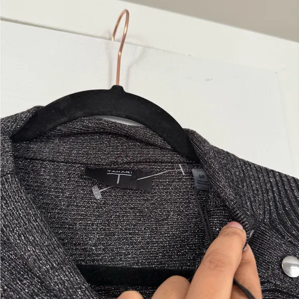 Tahari Metallic Grey Button Detail Viscose Blend Sweater MSRP$88 NWT - Image 6