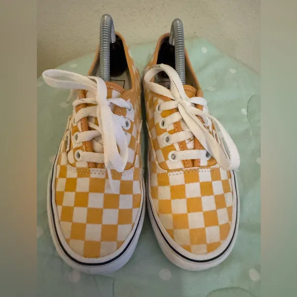 Vans Classic Yellow and White Checkered Sneakers Womens Size 6 - Image 6