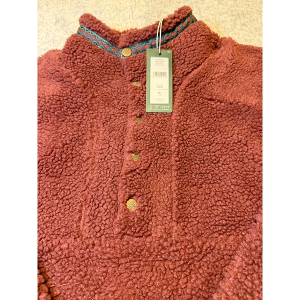 Alpine Design Womens M‎ Sherpa Fleece Pullover Quarter Snap Neck Dark Auburn NWT - Image 3