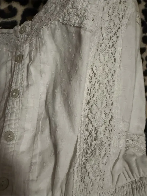 2000s vintage style abercrombie & fitch white whimsical babydoll lace mini dress - Image 12