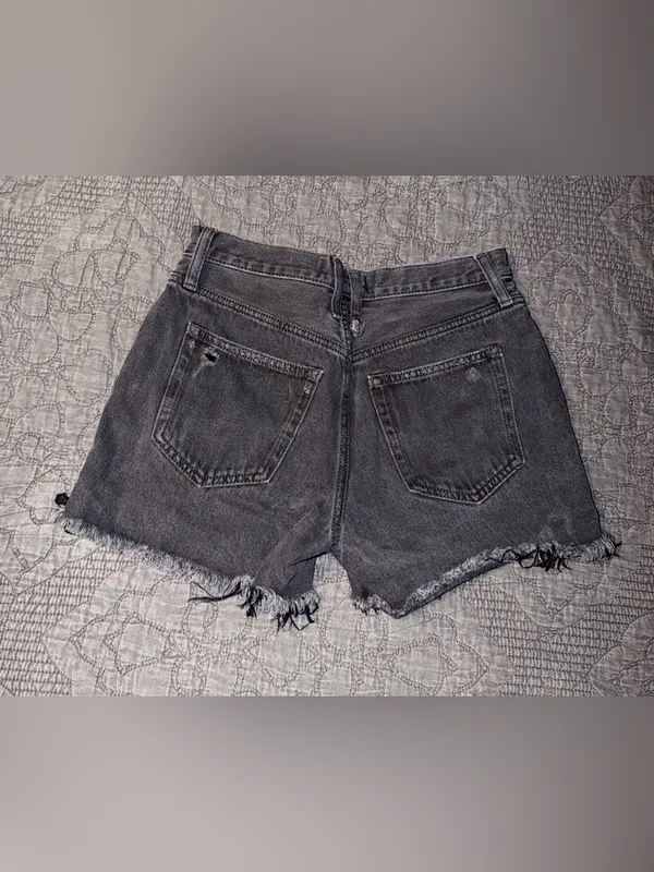 We The Free Washed Black-Distressed Denim Shorts Size-26 - Image 2