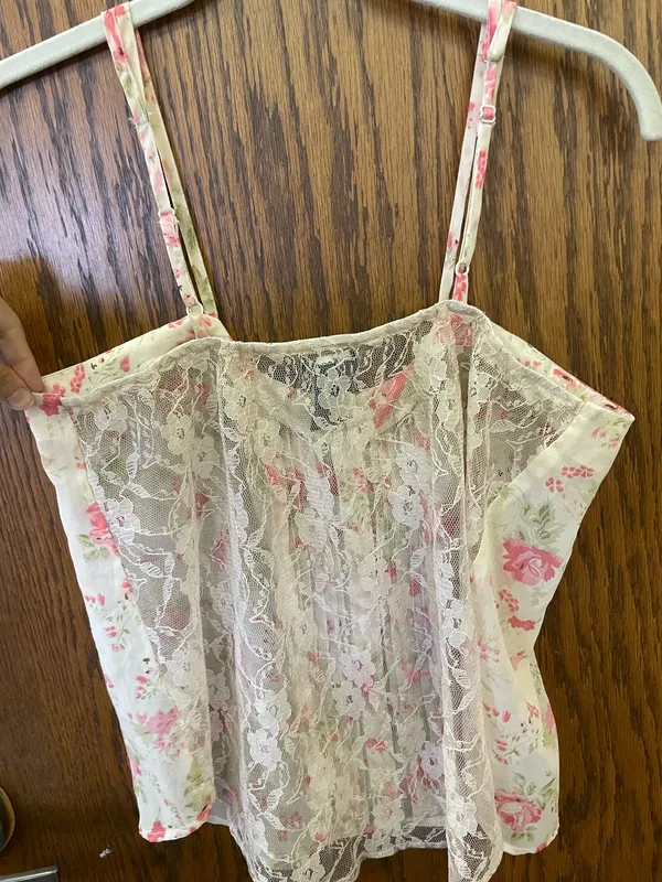 Wet Seal Floral Sheer Lace Tank Boho Hippie Beach Summer M - Image 10