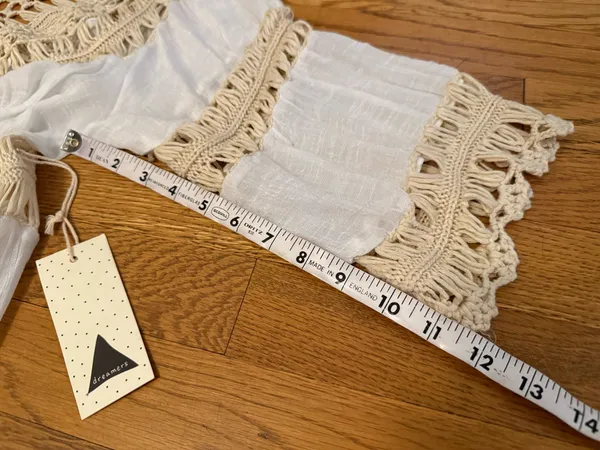 Dreamers Boho Fringe Crochet Trim kimono cardigan Swim Coverup in Cream size M - Image 12
