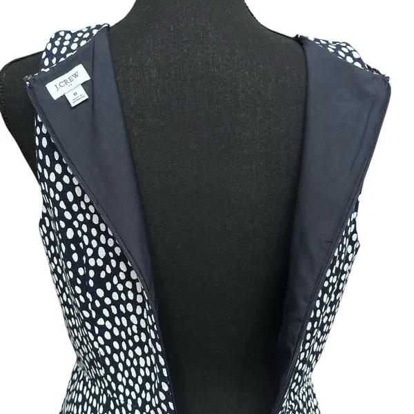 J. Crew Women's Size 8 Polka Dot Dress Black‎ & White Sleeveless Minimalist - Image 4