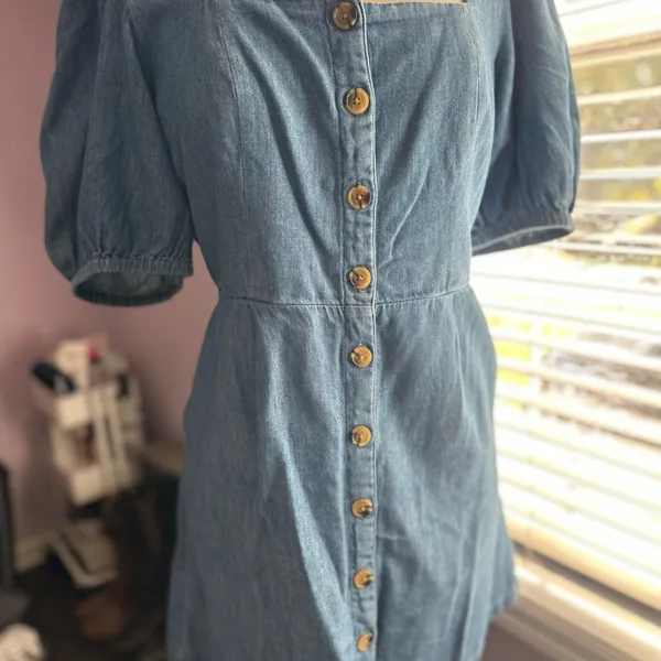 Old Navy Denim Button-Up Mini Dress - Image 3
