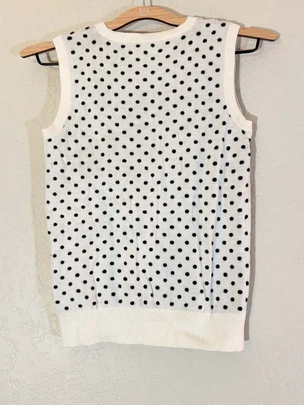 Ralph Lauren Polka-Dot Preppy Cotton-Modal Sweater Vest Size XS - Image 3