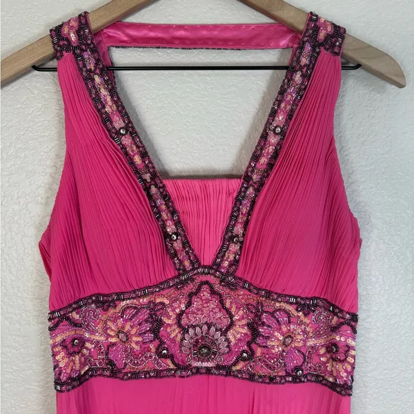 Sue Wong Nocturne Hot Pink Beaded Chiffon Gown size 6 - Image 5