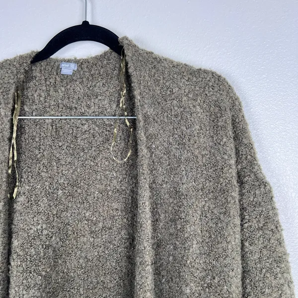 Aerie Women Green Knit Open Front Cardigan Sweater XS/S Longline Textured Pocket - Image 3