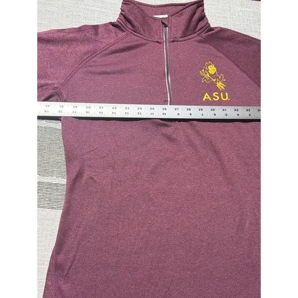 ASU Sun Devils Womens Medium Maroon Quarter Zip Pullover Sparky Logo Athleisure Purple - Image 3
