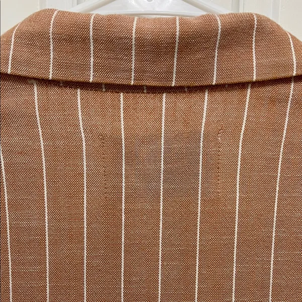 Stradivarius Brown and White Striped One Button Closure Casual Blazer - Sz Small - Image 13