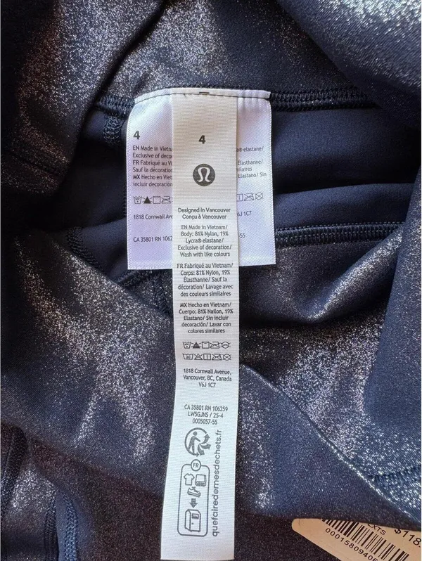 Lululemon Size 4 Align HR 25" Shimmer, Luxe Shine Foil True Navy/Silver NWT - Image 7
