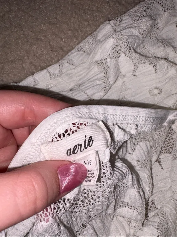 aerie White Floral Lace Camisole with Spaghetti Straps - Image 4
