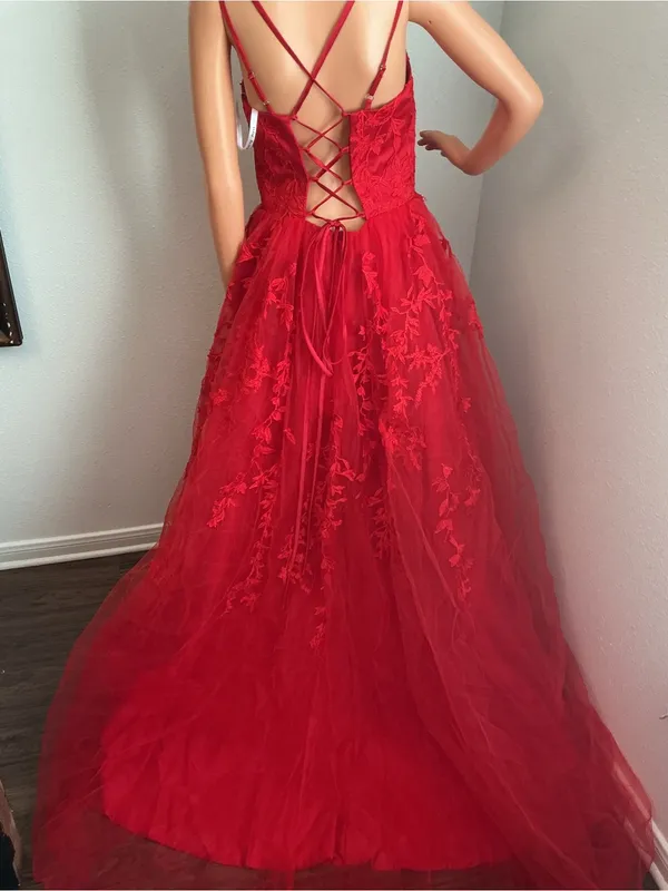 Wedding Dress VNAIX Red Lace Embroidered Tulle Ball Gown Size 6 - Image 2