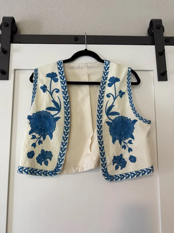 floral vest Blue Size L - Image 2