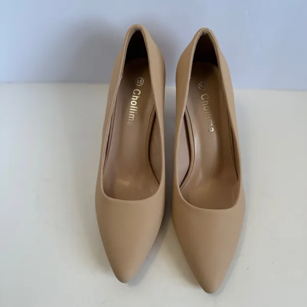 Chollima Womens Pointed Toe Block Heel Pumps Beige Tan Size 8.5 Business Dressy‎ - Image 8