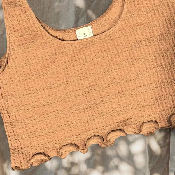LA Hearts Taupe Ribbed Crop Top - Image 3