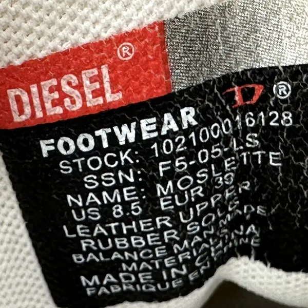 Vintage Diesel Moslette Sneakers Y2K Athletic Adjustable Strap Leather White 8.5 - Image 6