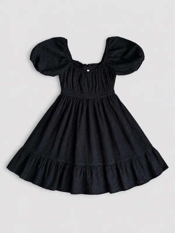 Hesperus Black Puff Sleeve Open Back Mini Dress Size S - Image 3