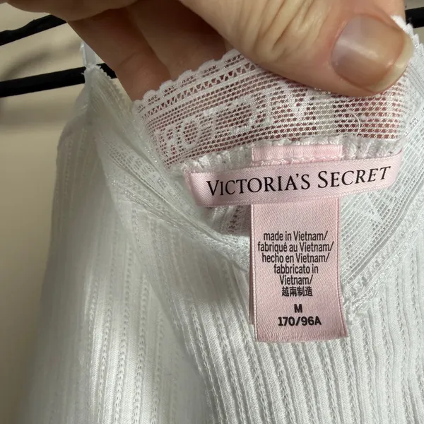 Victoria’s Secret Y2K Style Pointelle Lace Trim White Cami Sz M - Image 8