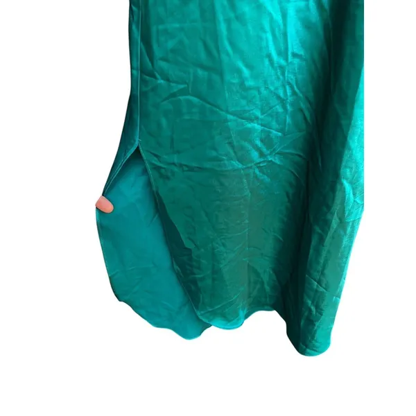 Vtg California Dynasty Emerald Green Satin Maxi Slip Dress Size S Chinese Knot - Image 10