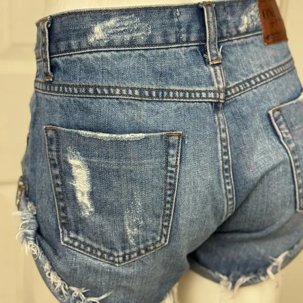 One X One Teaspoon Harlets High Rise Exposed Button Fly Jean Shorts 24 - Image 9