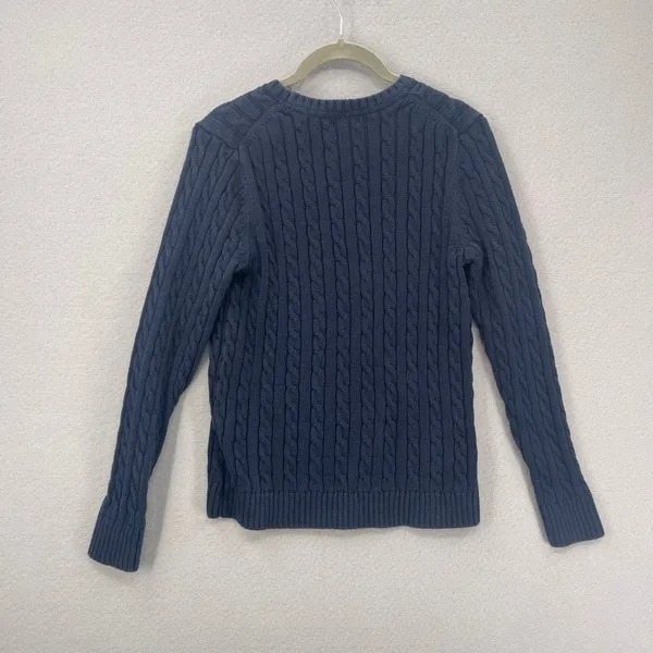 LL Bean Cable Knit Sweater Womens *XS/Small Blue Crewneck Fall Winter Preppy - Image 7