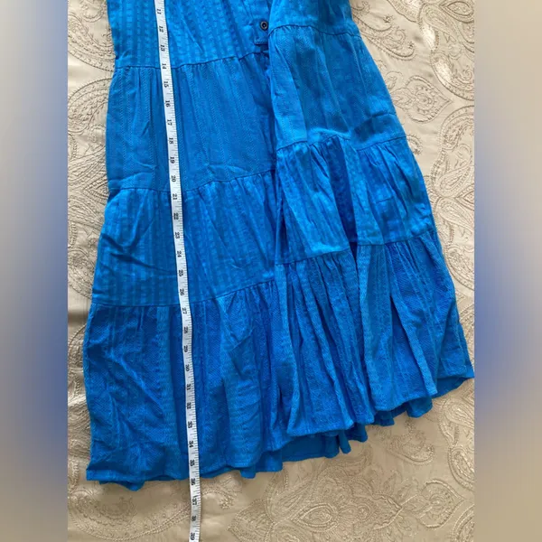 Anthropologie Blue Tiered Button-Front Mini Dress - Image 8