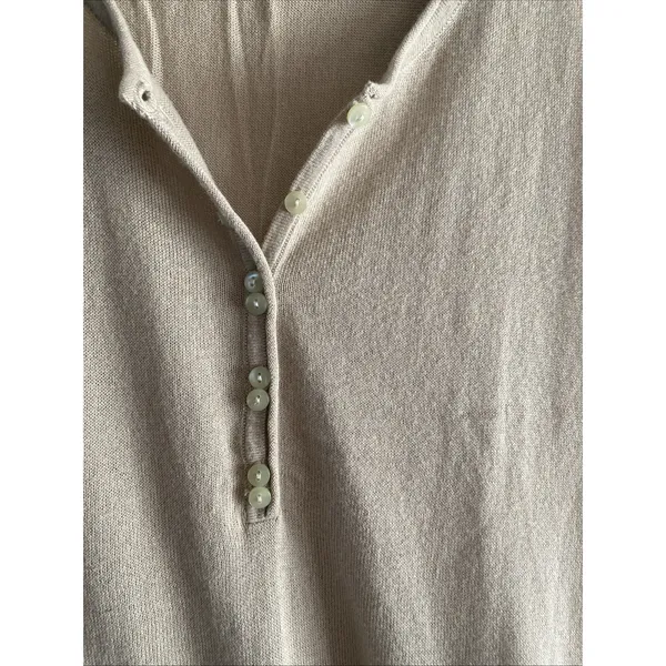 Tex‎ by Max Azria Henley Tank Top Womens XS Beige Knit Cotton Modal Size XS - Image 4