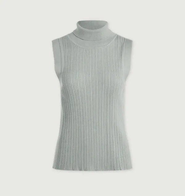 VARLEY Anastasia Rib Knit Mock Neck Tank - Winter Sky (Light Blue) - Large - NWT - Image 11