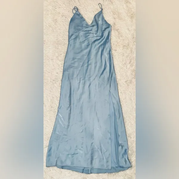 NEW rag & bone Risse Satin Midi Slip dress fully Lined Dusty Blue sz 4 - Image 3