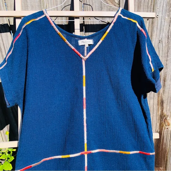 Madewell Isadora Embroidery Easy Dress M Blue - Image 4
