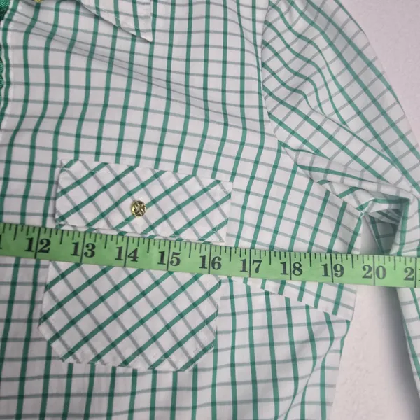 Zac‎ & Rachel -1831 Green White Grid Check Button Down Roll Tab Shirt Womens M - Image 5