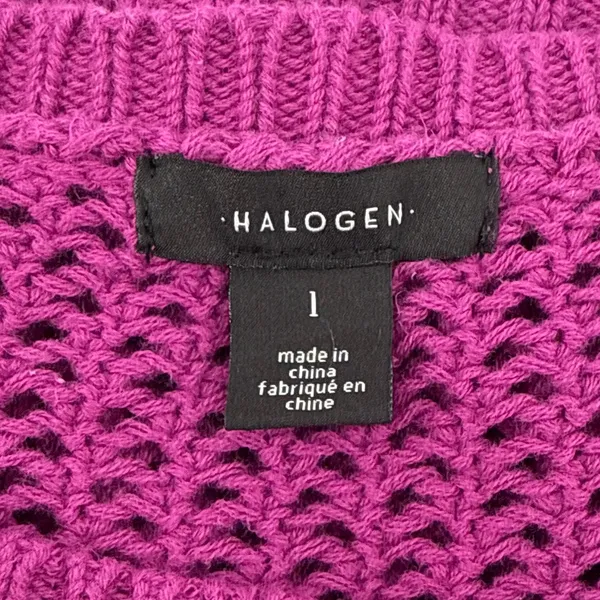 Halogen Open Stitch Cotton Crop Sweater Vest Size Large Magenta Crew Neck‎ - Image 7
