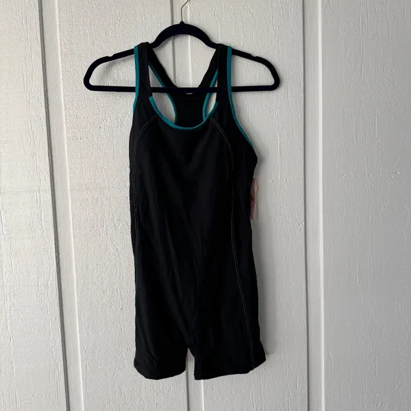 Charmo Athletic Romper Swimsuit‎ Teal Trim Activewear Jumpsuit Medium UPF 50+ - Image 4