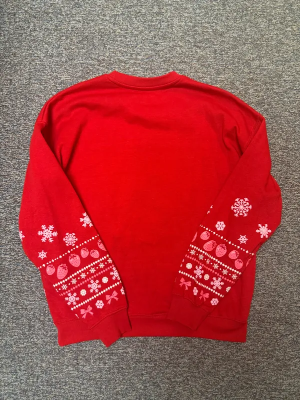 Red Graphic Holiday Sweatshirt with Ice Skater Motif - Image 6