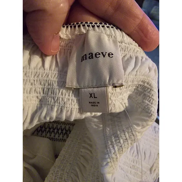 Maeve Smocked Split Tube Top White and Black Cropped Size XLarge Euro Summer - Image 7