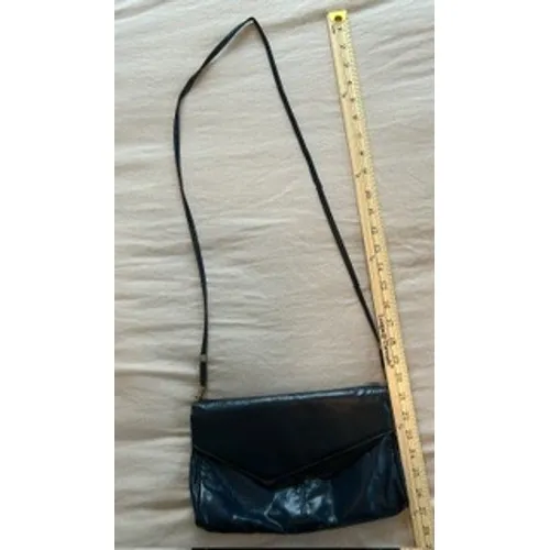 Vintage Navy Blue Envelope Crossbody Bag Faux Leather Asymmetric Flap Purse - Image 2