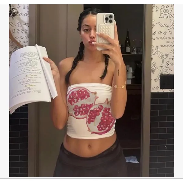 NEW White Y2k Tube Top Strapless Crop Top Pomegranate S - Image 6