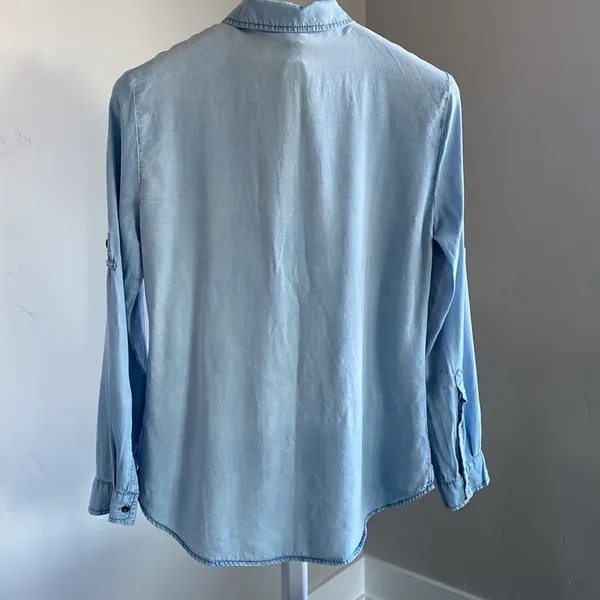 Celebrity Pink Faux Denim Button Down Shirt - Image 2