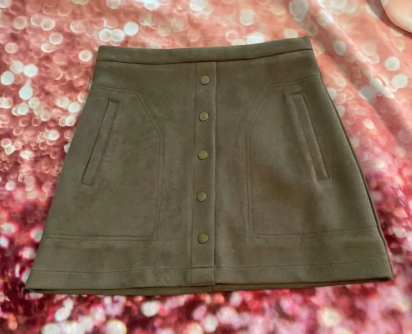 Suede Button Up Skirt - Image 3