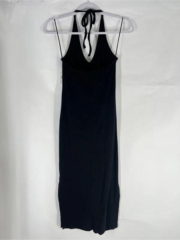 Old Navy Fitted Sleeveless Halter Rib-Knit Midi Dress Black S NWT - Image 8
