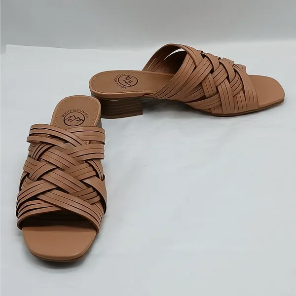 White Mountain Women's Sandals Slides Size 8M Brown Slip On Minimalist Shoes - Image 3