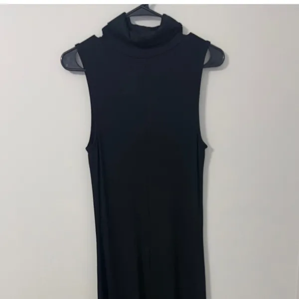 New Day Black Sleeveless Turtleneck Maxi Dress Small Modal Blend NEW Minimalism - Image 11