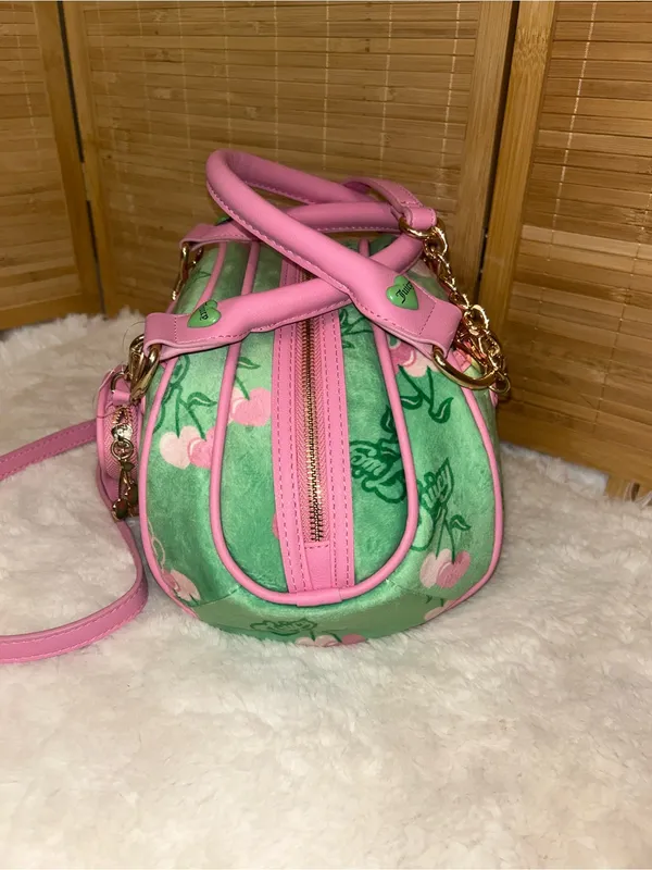 Juicy Couture Retro Cherry Satchel purse tote crossbody bag pink green NEW Y2K - Image 3