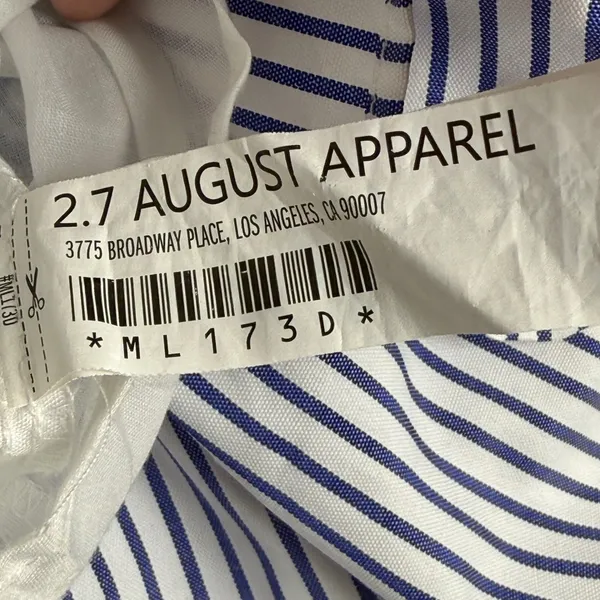 Pomander Place Womens Blue Striped‎ Tiered Babydoll Dress XS Cotton Colorblock - Image 7