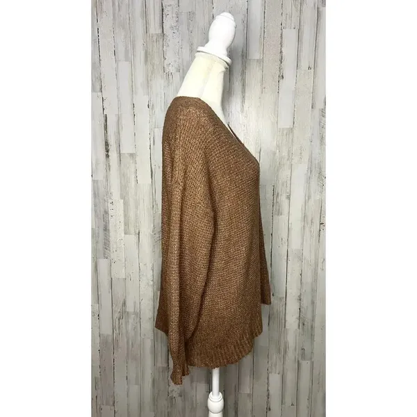 American Eagle Women's Size XS Brown‎ V-Neck Oversized Pullover Sweater - Image 3