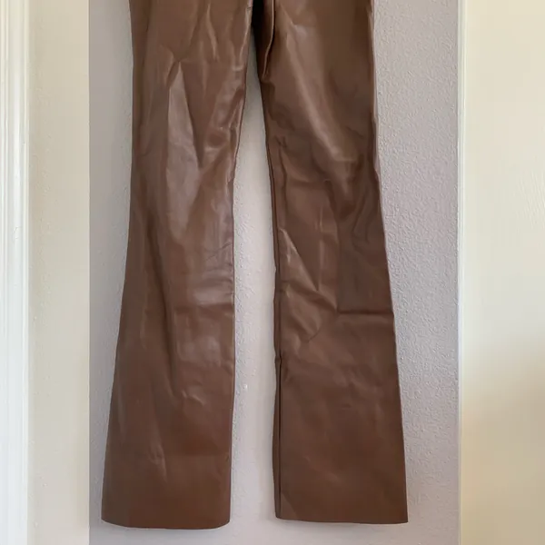 Meshki Tyra Straight Leg Faux Leather Pants Chocolate - Image 11
