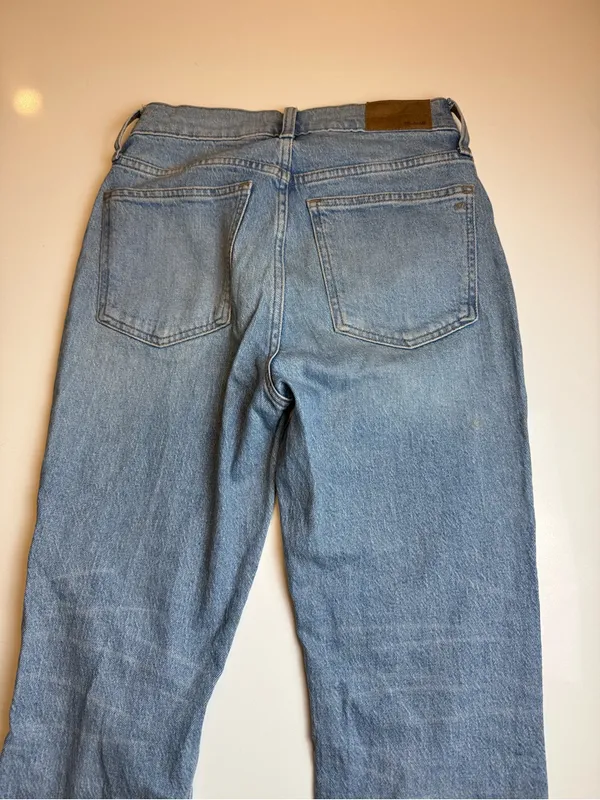 Madewell Jeans Perfect Vintage Straight Jean Light Wash Distress Raw Hem Size 26 - Image 8